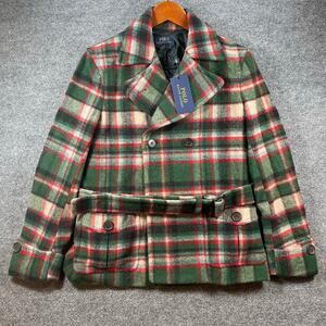 Polo Ralph Lauren Wool Blend Women's 6 Pea Coat Belted Double Breasted Tartan